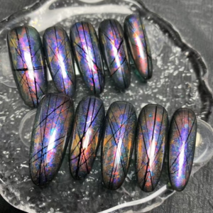 N078 Dark Punk Purple Glossy Hand-Painted Brushed Long Oval Press-On Nails